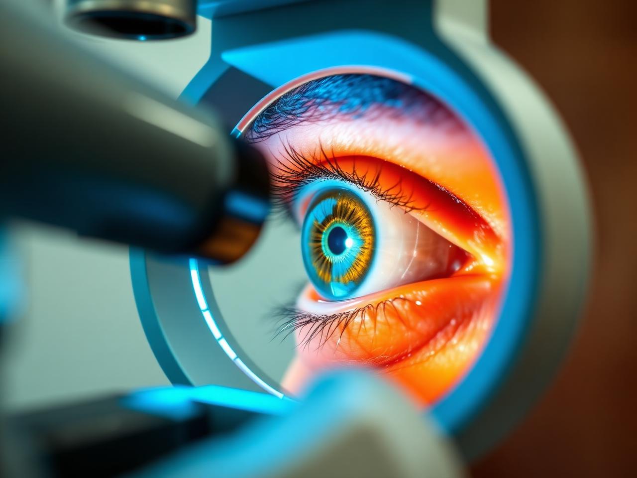 Slit-lamp view of the front of the eye